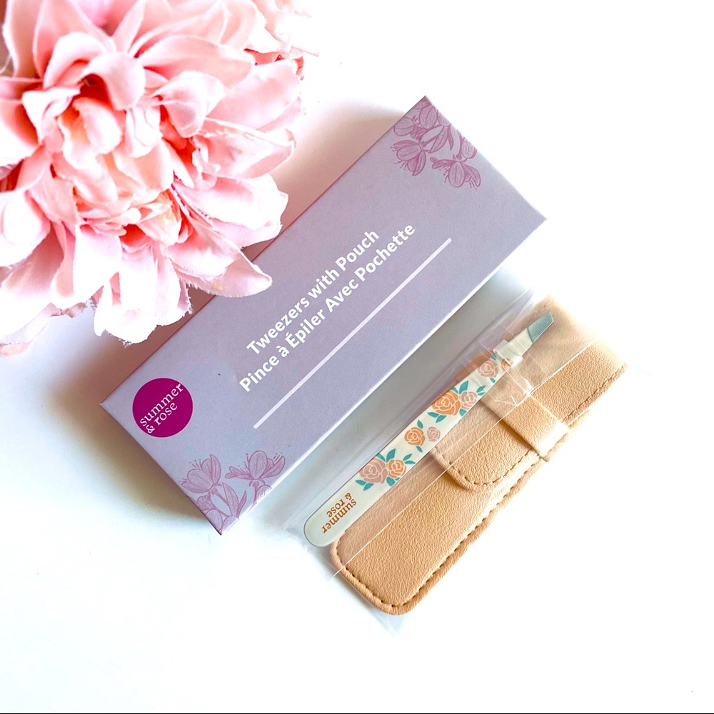 🍁2/$30 NEW SUMMER & ROSE Tweezer w Pouch Rose